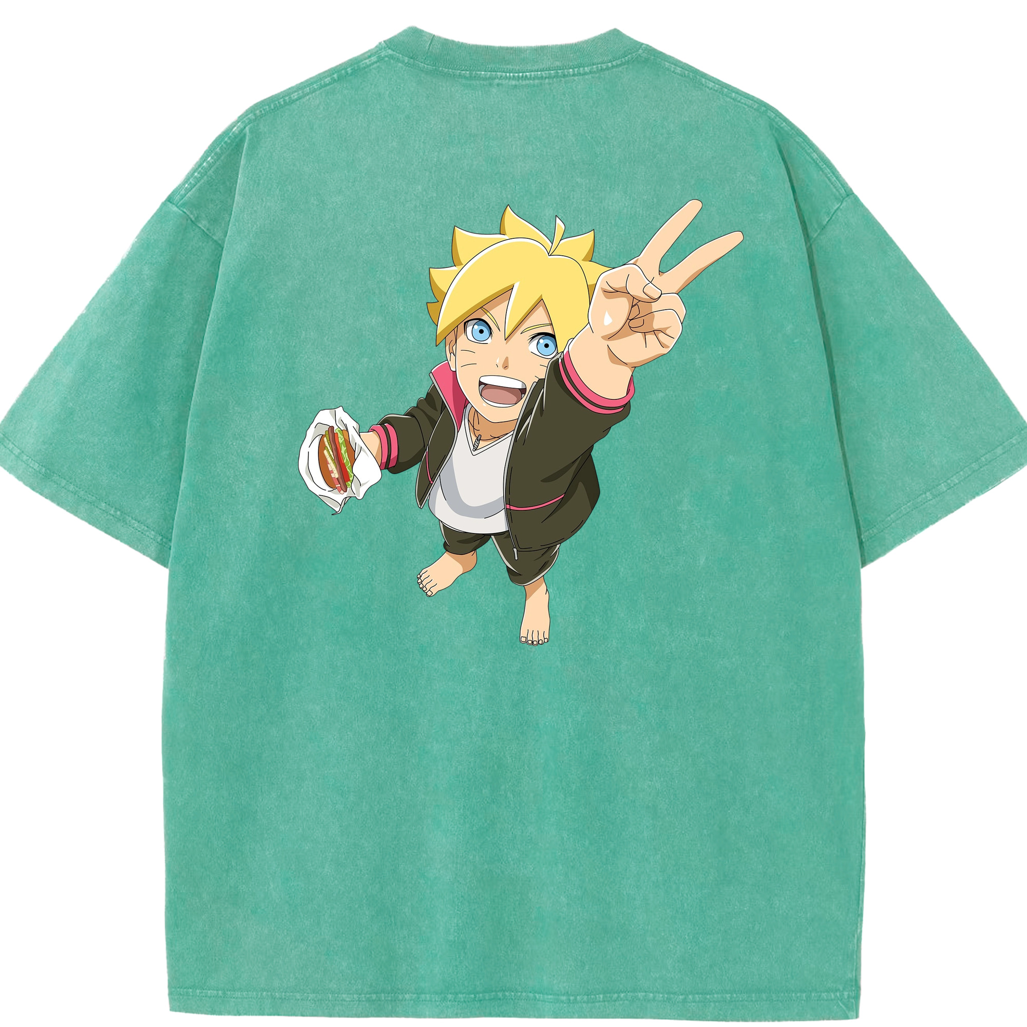 （画像用） NARUTO -ナルト- うずまき ボルト Uzumaki Boruto 綿100% ヴィンテージ風 半袖Tシャツ（背面プリント）